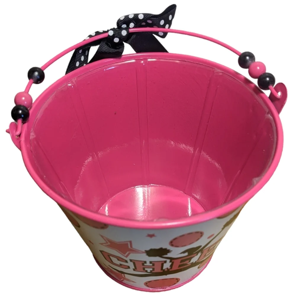 Burton & Burton Spirited Gifts Pink  Cheer Cheerleader Metal Pail Plante…